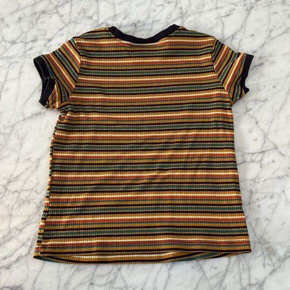 Tiny Whales Ribbed Stripe Tee Shirt Sz 7 - Picture 5 of 5